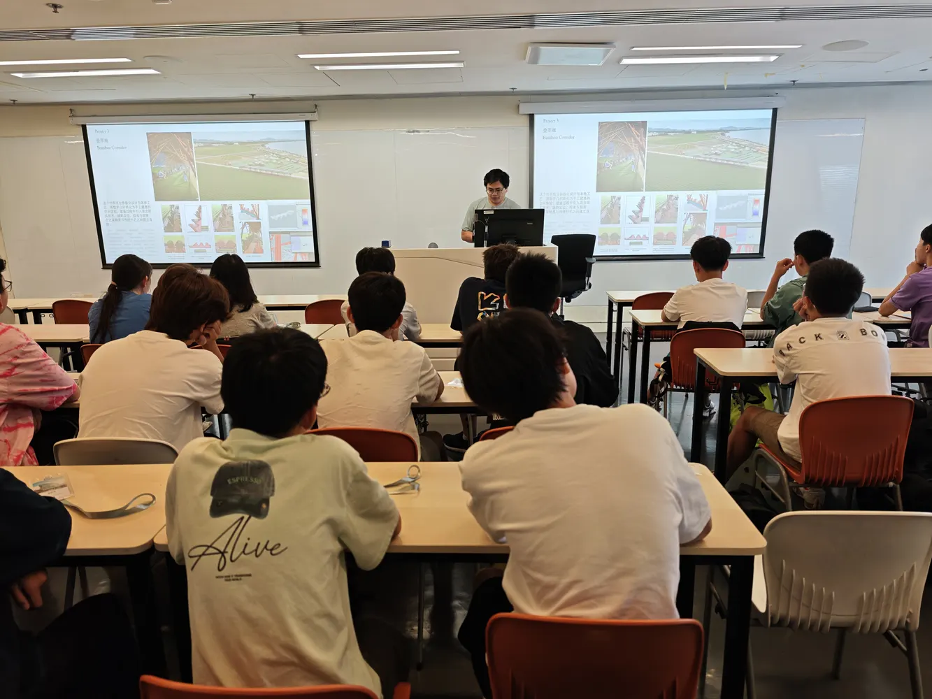 Students testing a smart car