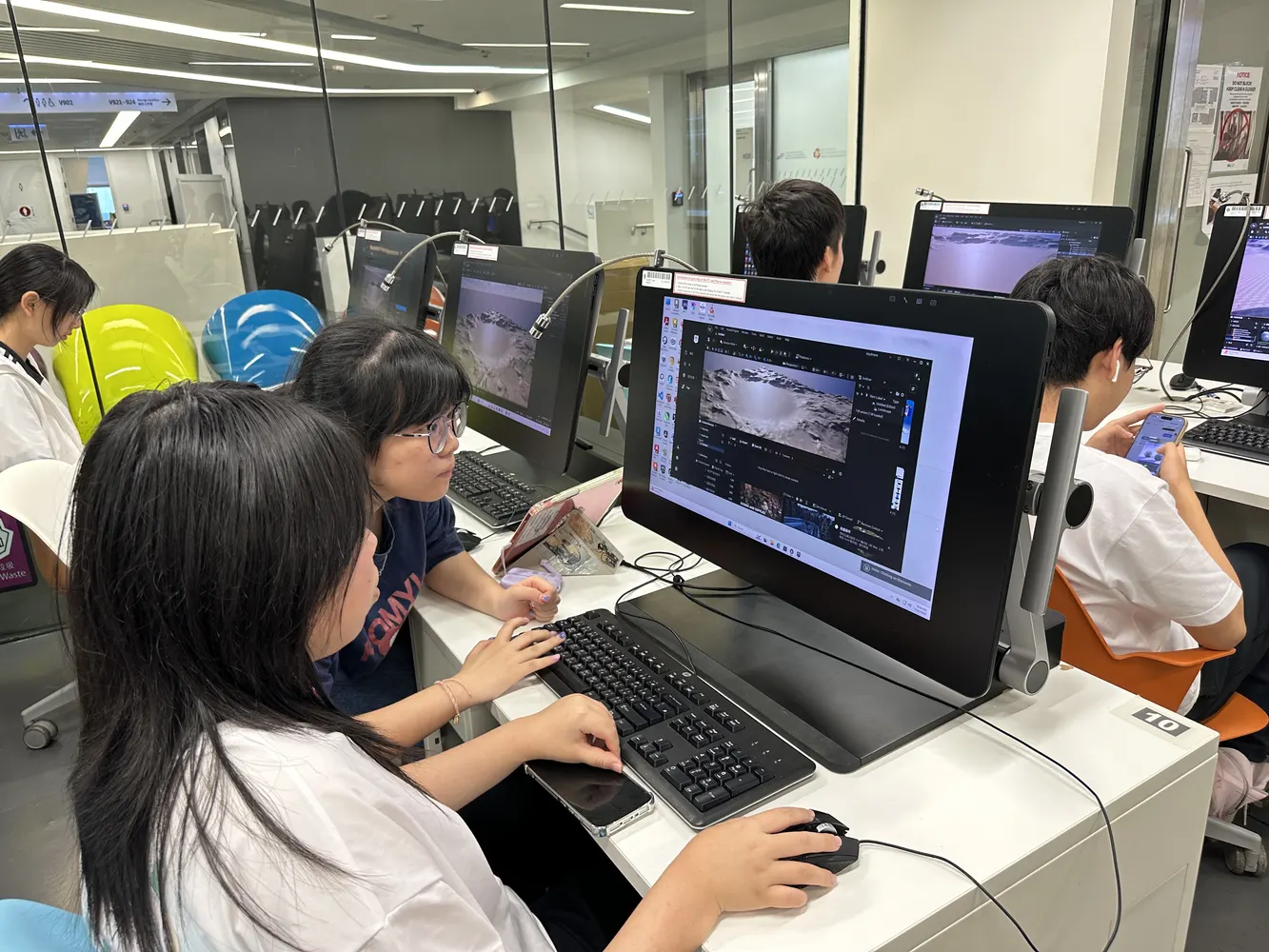 Student developing a game environment