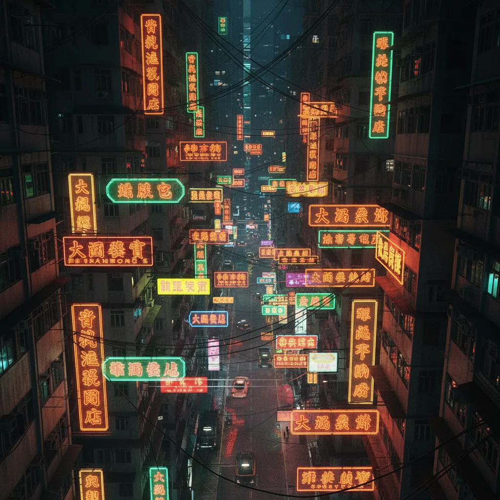 Fantasy Hong Kong student image of a neon street